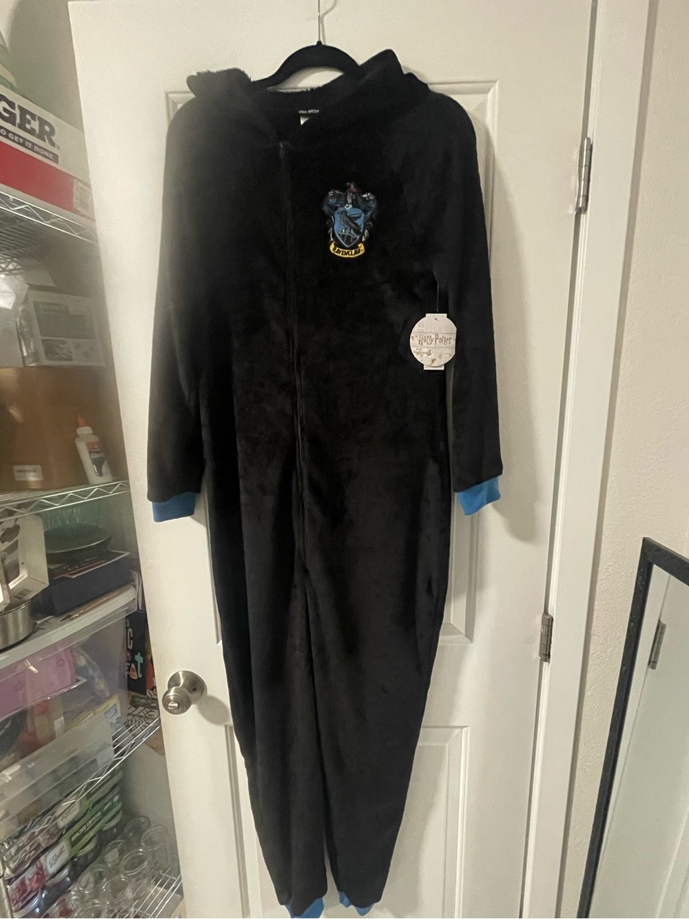 Hogwarts Ravenclaw Kids One-Piece Hooded Pajama - Black/Blue